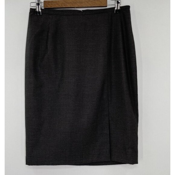 Calvin Klein Women’s Dark Gray‎ Check Pencil Skirt Size 4, Lined, Front Slit - Picture 1 of 10